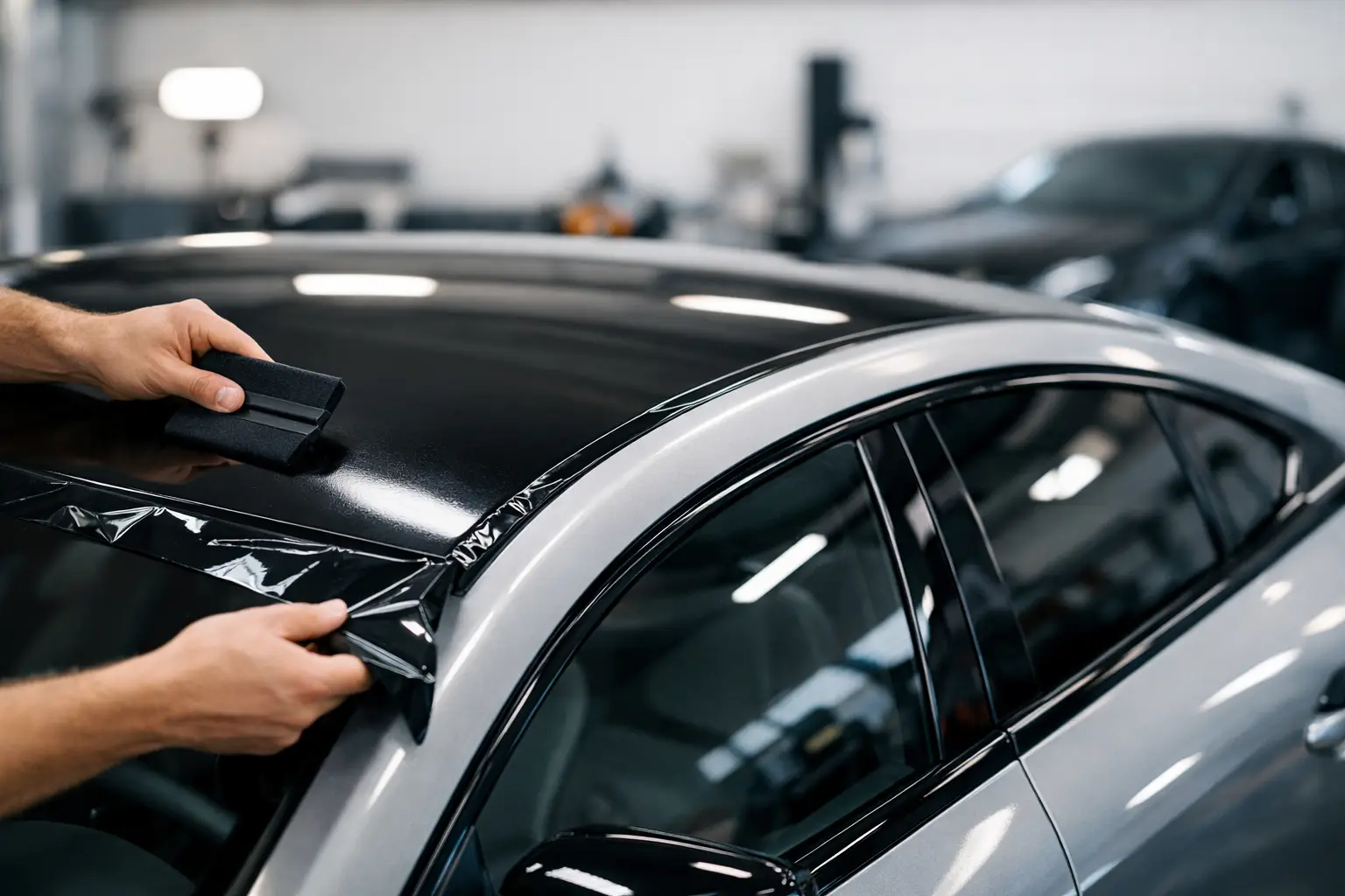 Colantare plafon auto pentru un contrast precis